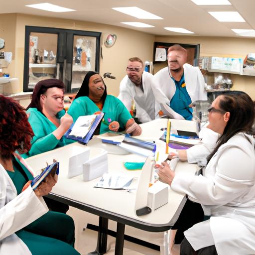 Diverse group of pharmacy tech students studying together